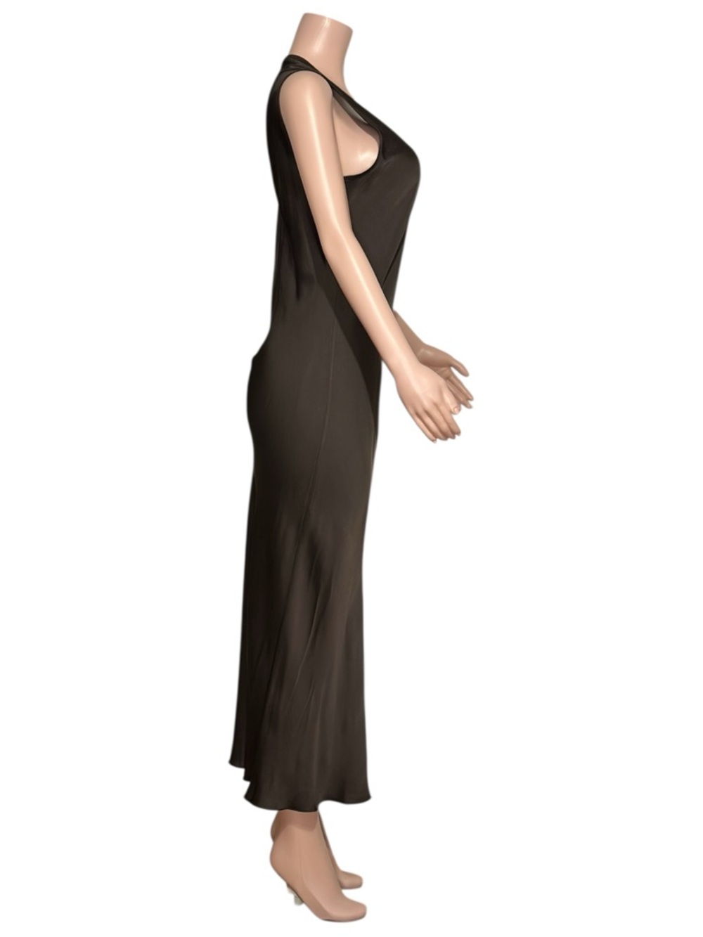 JAKI LONDON Sabrina Sleeveless Satin Dress, Espresso Brown, XL - Picture 8 of 9